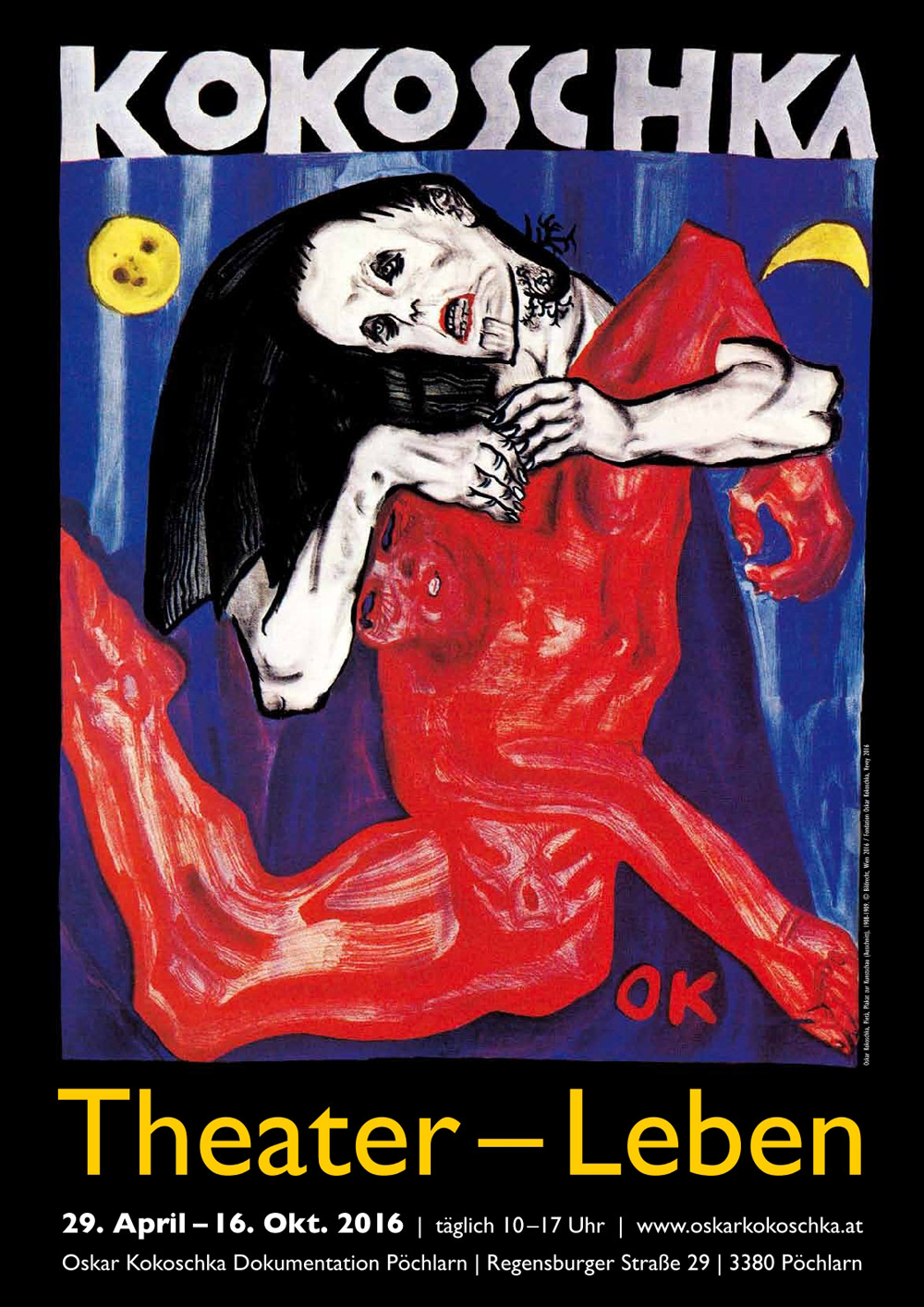 Das Plakat Oskar Kokoschka. Theater – Leben zeigt die Pietà von Kokoschka - das Plakat zur Kunstschau von 1908